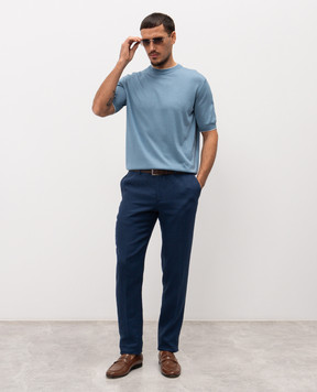 Stefano Ricci Синие брюки из льна M1T80A0003L0005Q