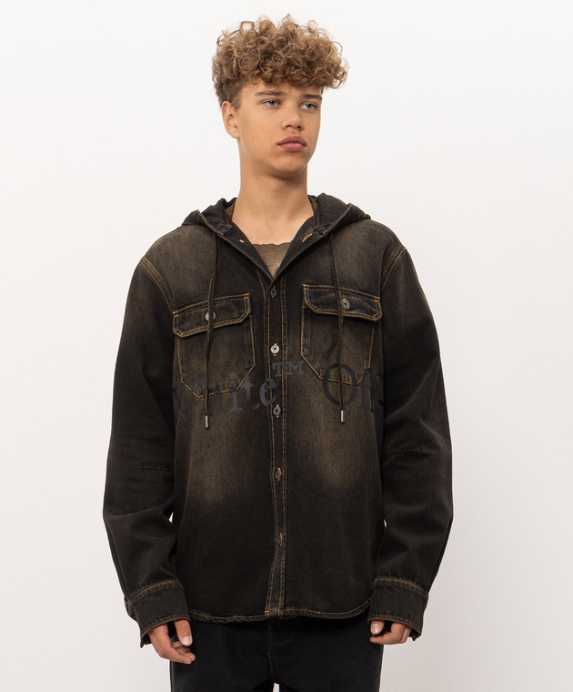 Off-White Чорна джинсова сорочка з принтом логотипа 44MYD05XF26D002 зображення 3