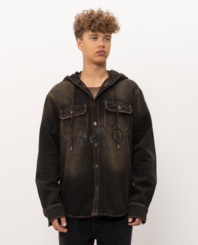 Off-White Чорна джинсова сорочка з принтом логотипа 44MYD05XF26D002