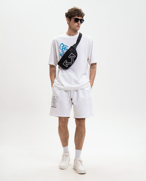 Off-White Белая футболка с брендовым принтом 44MAA120S26J00F