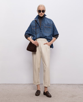 Brunello Cucinelli Бежеві штани з відворотами MP126P8417