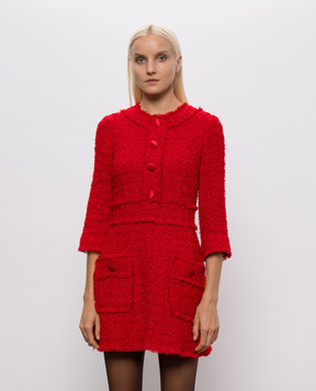 Dolce&Gabbana Красное твидовое платье с люрексом F622ATHJMRM