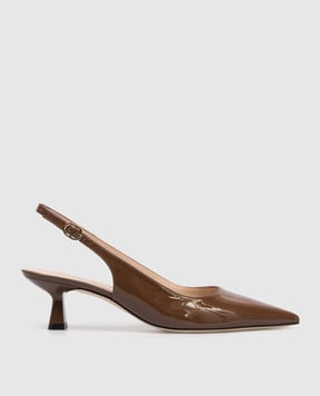 Stuart Weitzman Коричневі шкіряні лаковані слінгбеки VINNIE SL440