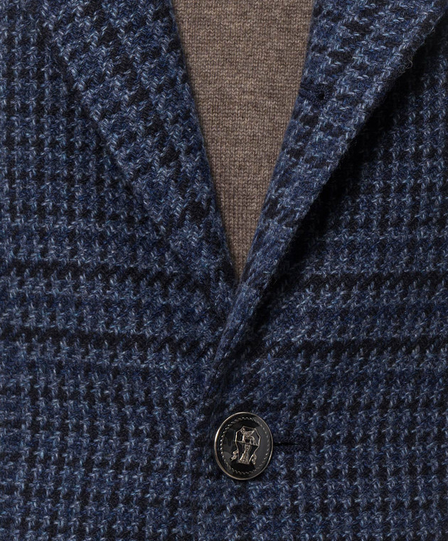 Brunello Cucinelli Синий пиджак из кашемира в клетку MV4667BFD5 изображение 5