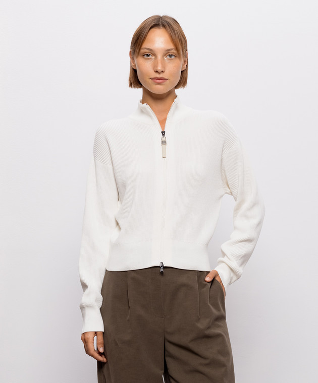Brunello Cucinelli Кардиган цвета айвори из хлопка M19194706 изображение 3
