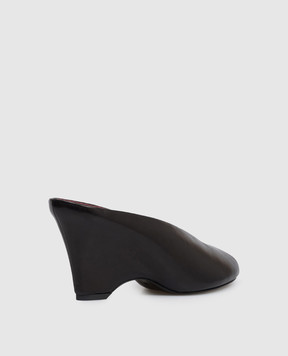 Khaite Чорні шкіряні мюлі Cloak peep на танкетці F6025942