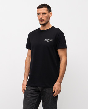 Balmain Черная футболка с принтом логотипа FH1EF000GD84