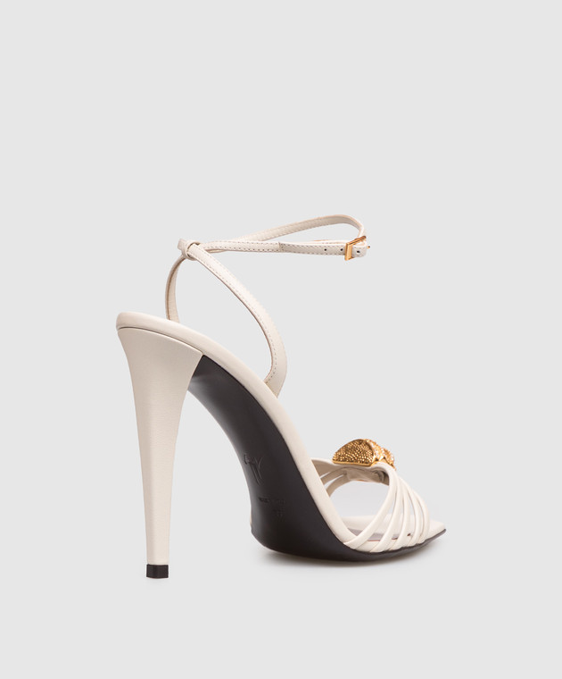 Giuseppe Zanotti Шкіряні босоніжки Sunset кольору айворі E600073 зображення 3