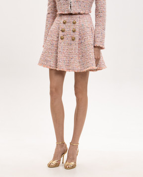 Balmain Розовая твидовая юбка HF1LA680XM17