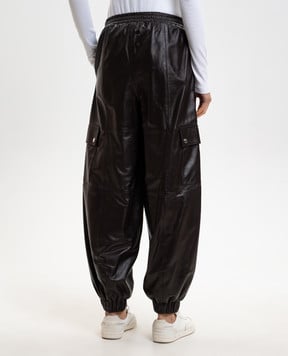 Max & Co Коричневі шкіряні штани джогери-карго MCOCANTORE