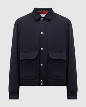 Brunello Cucinelli Синя куртка із шовку та вовни MM4346571