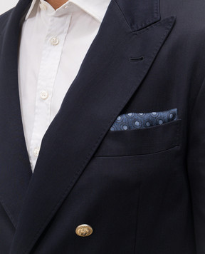 Brunello Cucinelli Синя хустка-паше із шовку у візерунок горох MX8720091