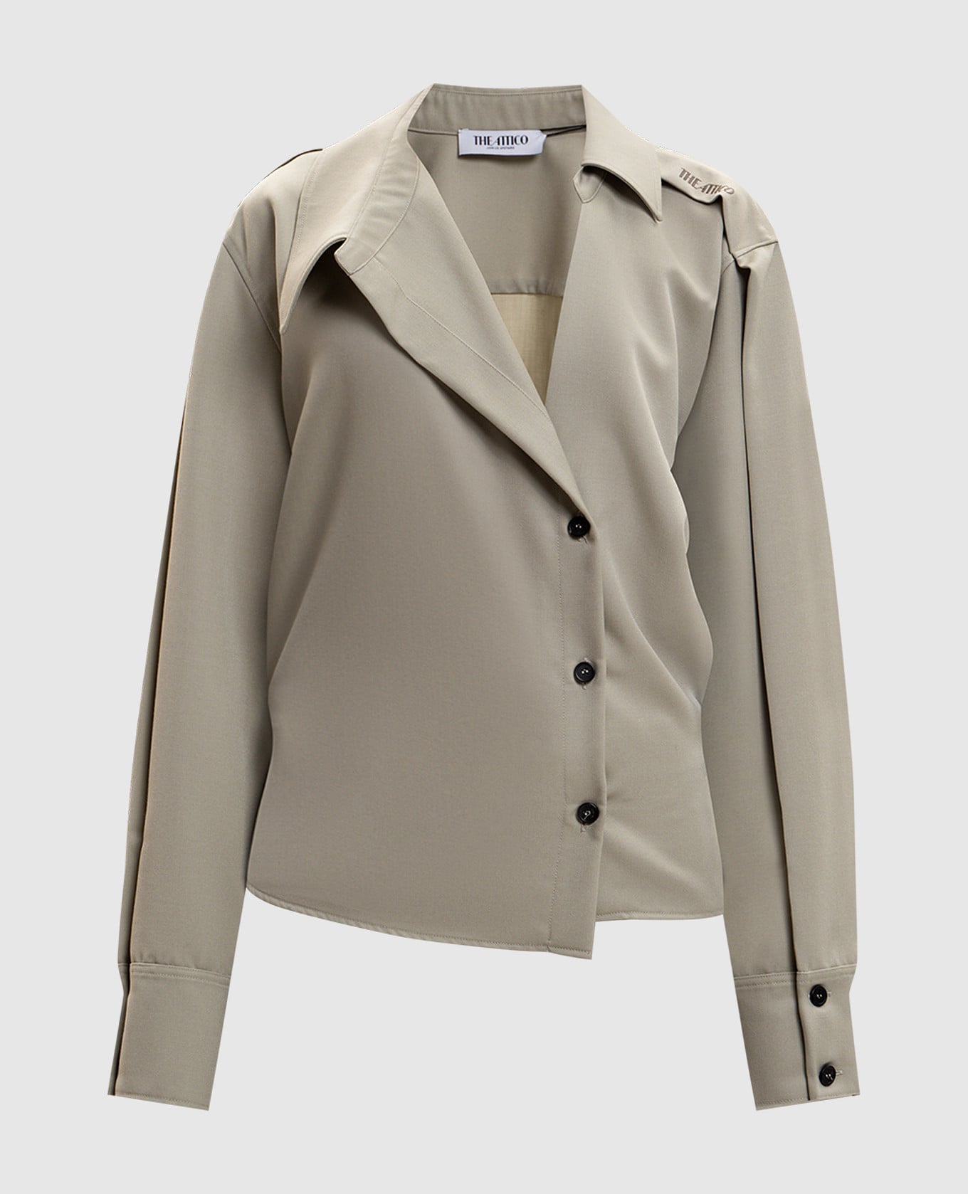 Рубашка цвета хаки из шерсти