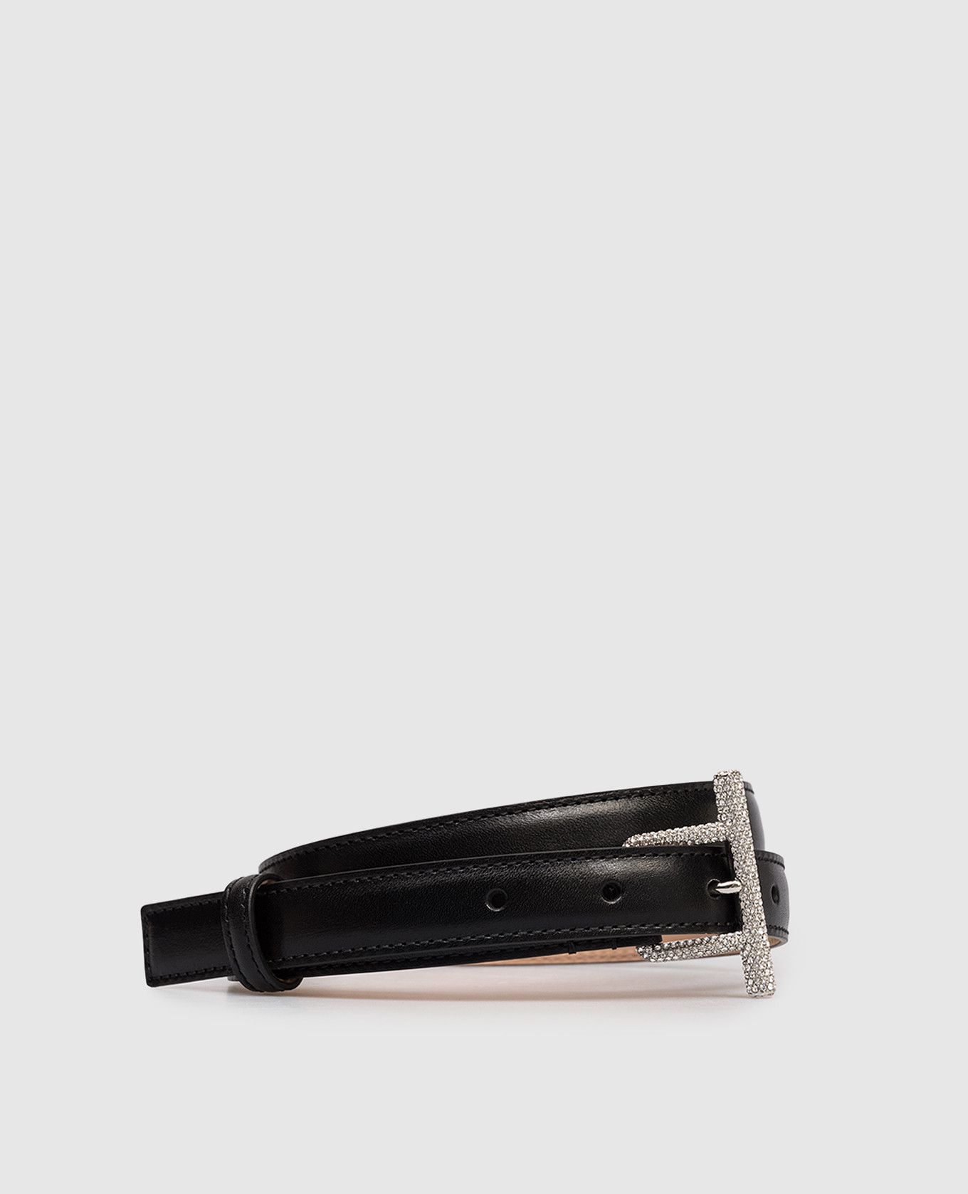 

Черный кожаный пояс с кристаллами, Ремни