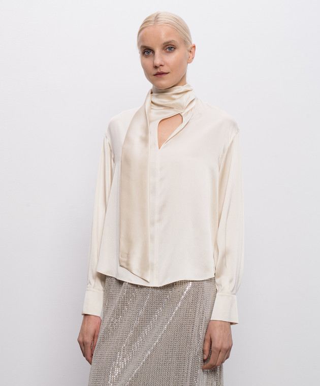 Max & Co Бежева блуза PASCIA із шовку MCOPASCIA зображення 3