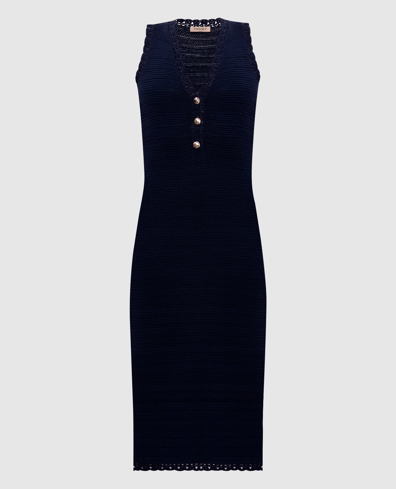 Синее платье миди с логотипом