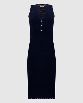 Twinset Синее платье миди с логотипом 261TP3073