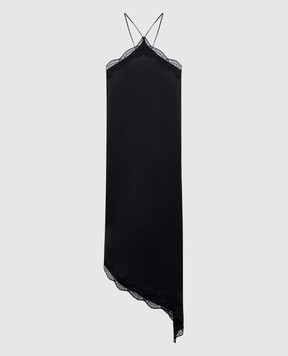 Solotre Черное платье с кружевом M1AC0054