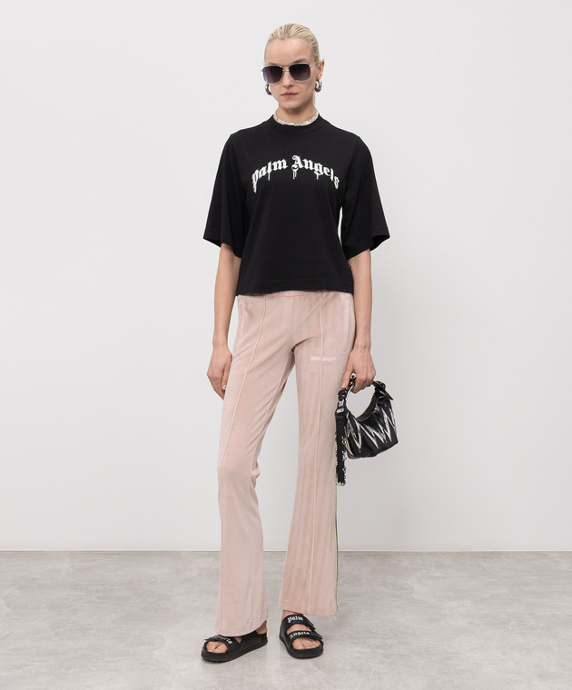 Palm Angels Черная футболка с принтом логотипа PWAA079S26JER004 изображение 2