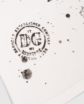 Dolce&Gabbana Дитяча біла футболка в брендовий принт L1JTEYG7PZC