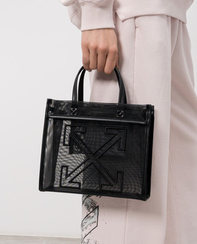 Off-White Чорна сумка-тоут Market з вишивкою емблеми Arrow OWNA23GS26FAB001