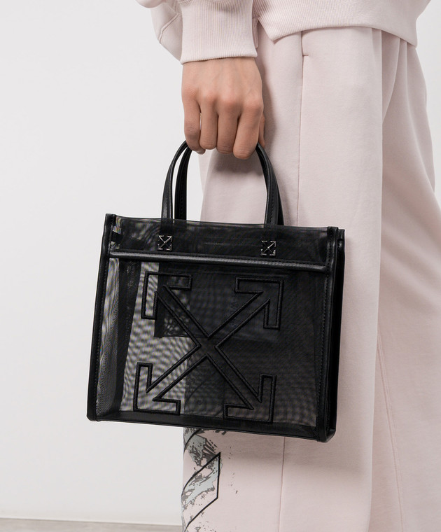 Off-White Чорна сумка-тоут Market з вишивкою емблеми Arrow OWNA23GS26FAB001 зображення 2