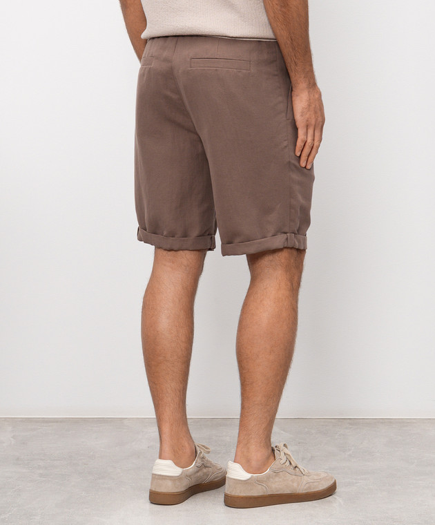 Brunello Cucinelli Бежевые бермуды с льном MH255U0020 изображение 4