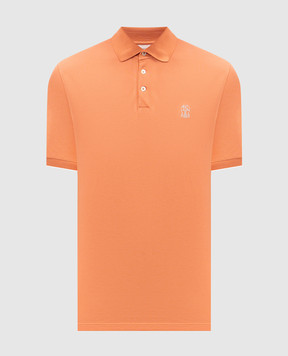 Brunello Cucinelli Оранжевое поло с принтом эмблемы ME8548788