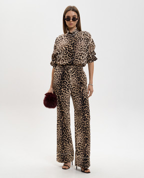 Ermanno Scervino Бежевая блуза из шелка в принт D482K386YLI