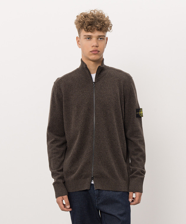 Stone Island Коричневый кардиган из шерсти L2S155100023S00B4 изображение 3