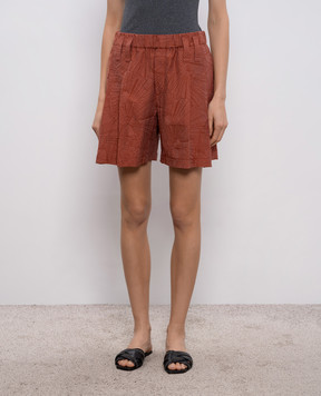 Brunello Cucinelli Коричневые шорты в тканом узоре MQ988P9149