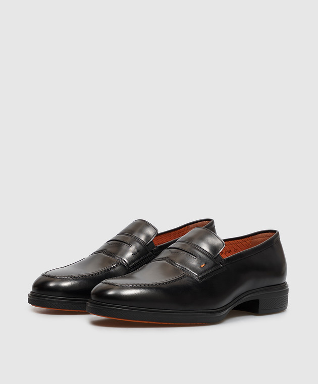 Santoni Чорні шкіряні лофери MGEG18964NEAXNTG зображення 2