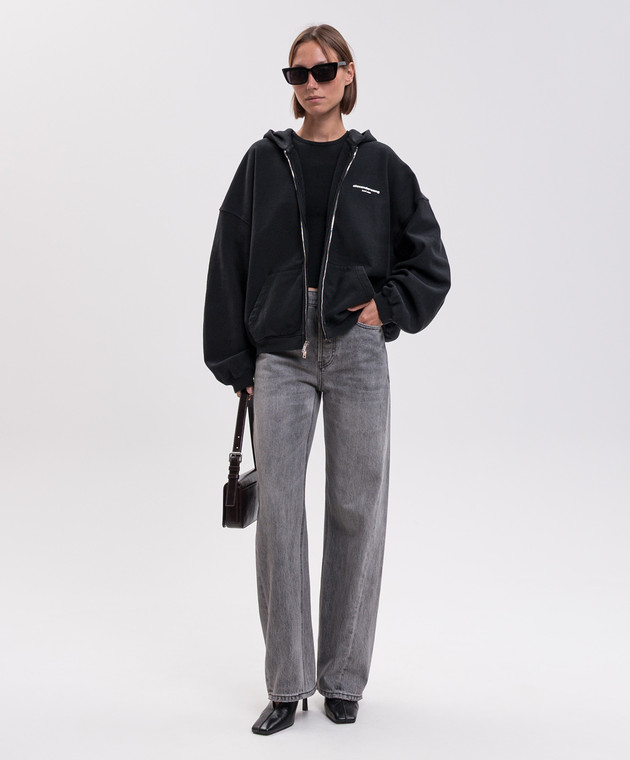 Alexander Wang Чорна спортивна куртка з фактурним логотипом UCC4262312 зображення 2