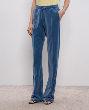 Tom Ford Сині спортивні велюрові штани з монограмою PAJ174JEX154