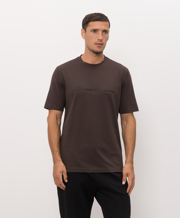 Brunello Cucinelli Футболка коричневого цвета с вышивкой M0B138518 изображение 2