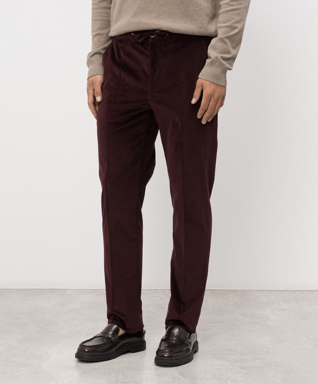 ISAIA Бордовые вельветовые брюки с шерстью PNC053P9130 изображение 3