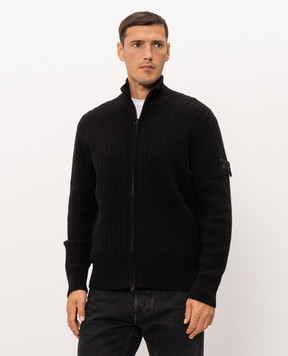 Stone Island Черный кардиган из шерсти и кашемира L2S155100054S00FL