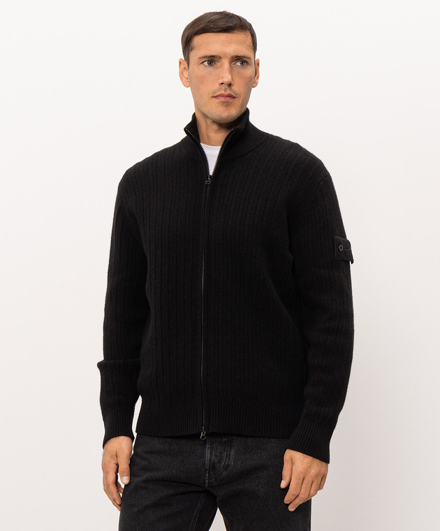 Stone Island Чорний кардиган з вовни та кашеміру L2S155100054S00FL зображення 3