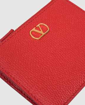 Valentino Червоний шкіряний картхолдер VLogo Signature 8W2P0AK9SNP