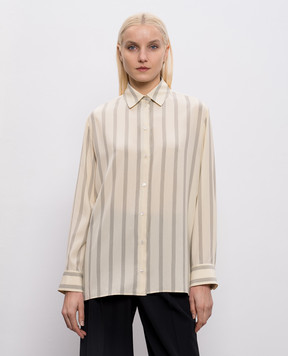 The Row Бежевая блуза Sisilia из шелка в полоску 5652W4349