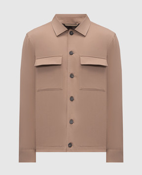 Peserico Коричневая куртка с леном в стиле рубашки R5223808274