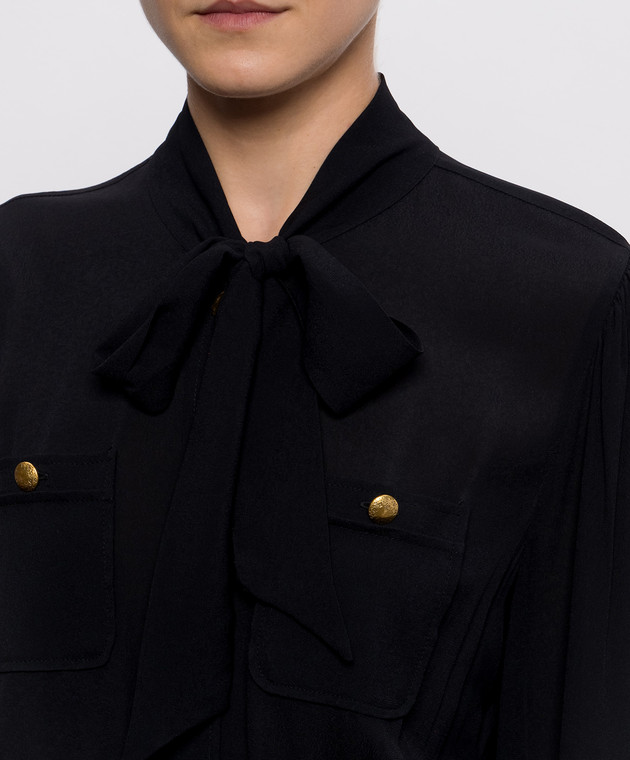 Twinset Черное платье-рубашка с фактурным узором 262TP3081 изображение 5