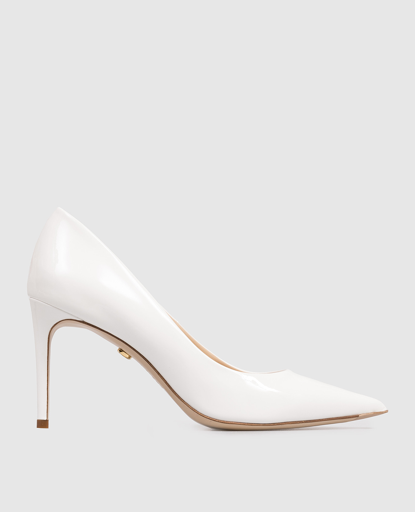 Белые кожаные лакированные туфли