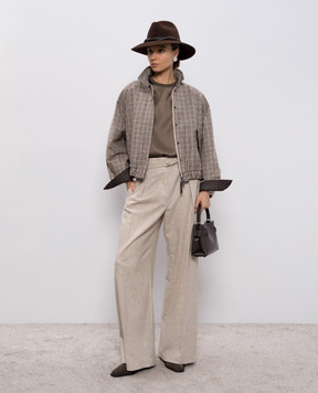 Brunello Cucinelli Коричневый топ из шелка с блестящей текстурой M0C59EH500