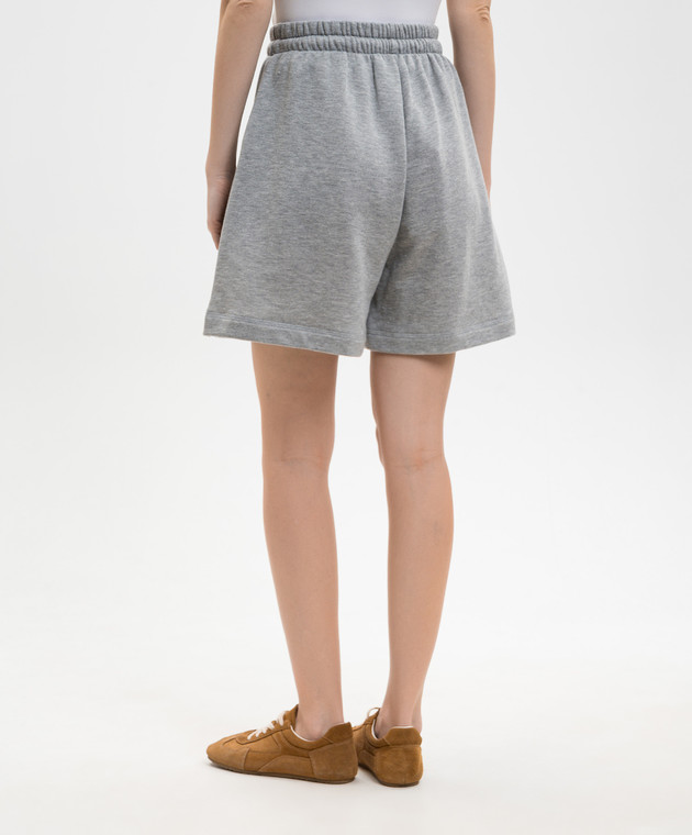 Solotre Серые меланжевые шорты с вышивкой монограммы M1AB0150 изображение 4