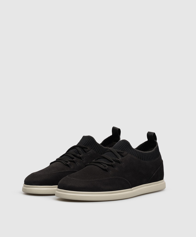 Lanciotti De Verzi Черные кроссовки из нубука SNEAKERS изображение 2