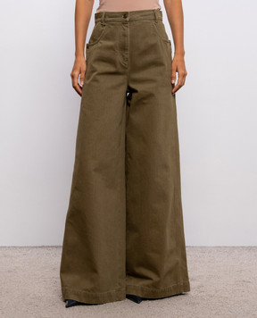 Max Mara Джинсовые палаццо цвета хаки MXMALAMARO