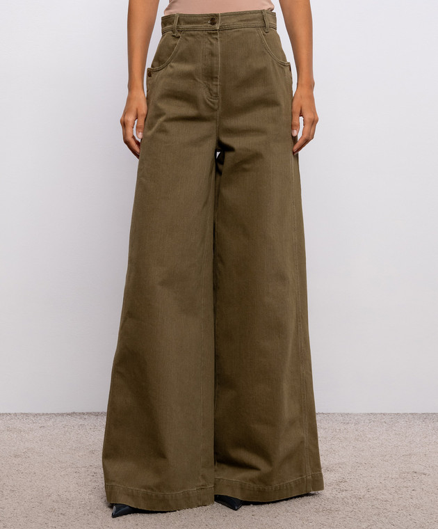 Max Mara Джинсовые палаццо цвета хаки MXMALAMARO изображение 3