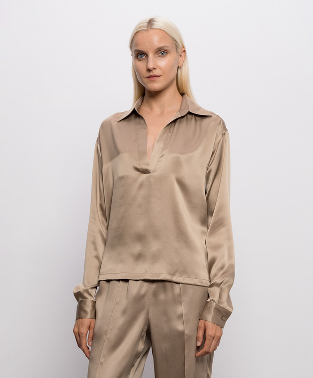 Tom Ford Бежевая блуза из шелка TS2144FAX1720 изображение 3