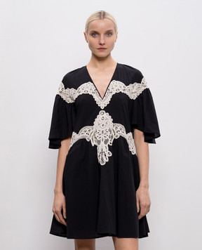 Twinset Черное платье мини с кружевом 261LM2DCC